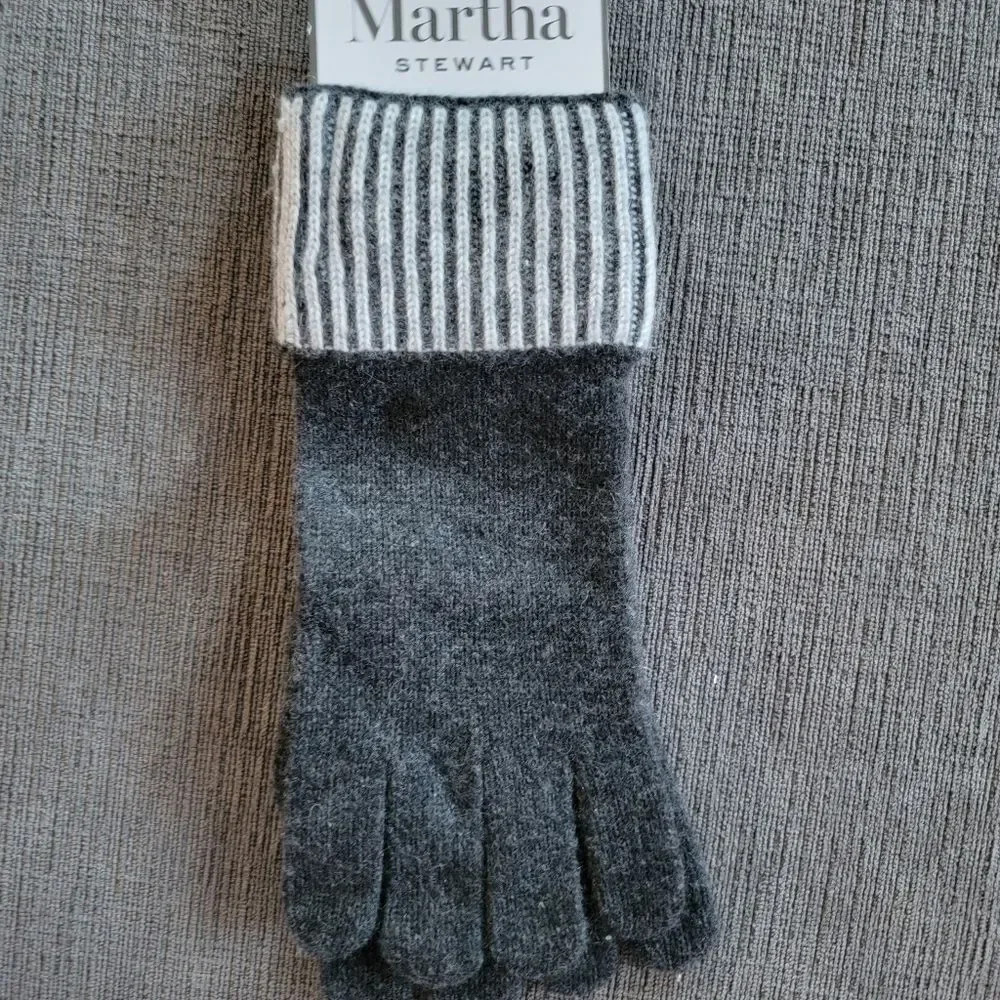 NWT Martha STEWART 100% 2 -PLY CASHMERE WOMEN'S dark Heather Grey WINTER…